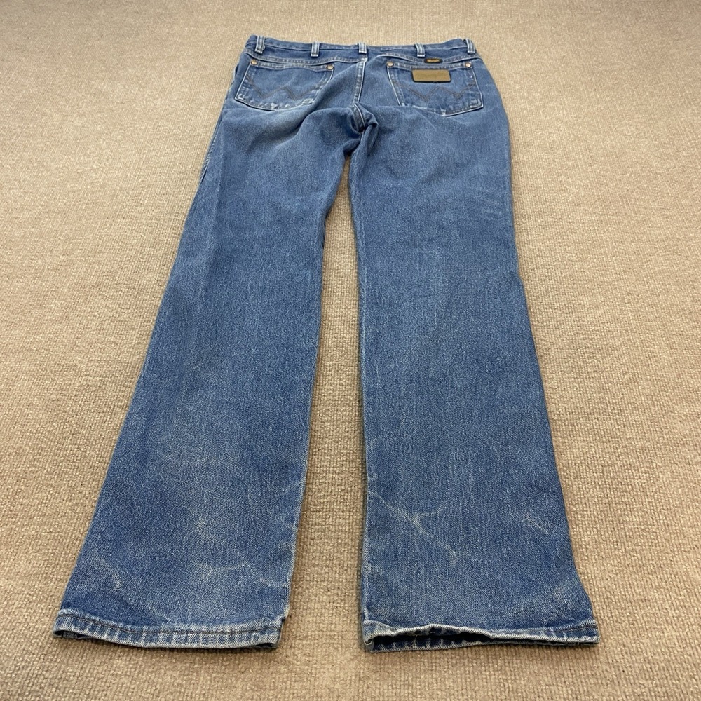 Wrangler Jeans Blue 936 Cowboy Cut Slim Faded Western Denim Mens 33 Fits 32x34